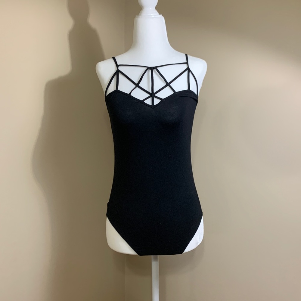 Criss-Cross Spaghetti Strap Bodysuit